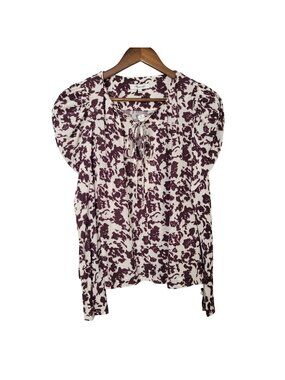 Madewell Draped Tie-Front Top Womens Size S Chocolate Raisin Career NWT